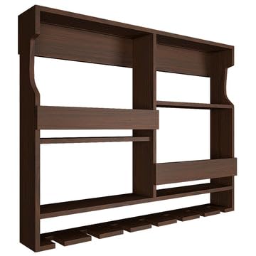 ODEJIA Wall-Mounted Wine Rack & Glass Holder – 30x24 Inch Rosewood Bar Cabinet