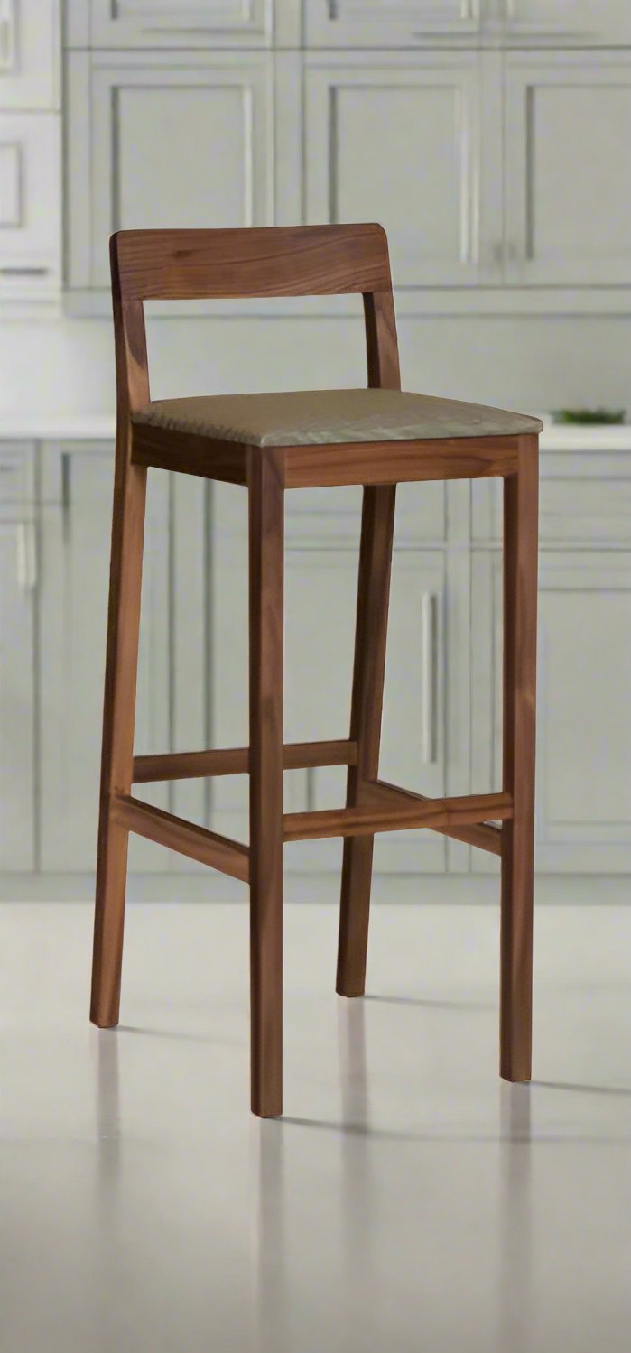 ODEJIA Simple Wooden Bar Chair Out Door Bar Chair Kitchen Counter Bar Stool