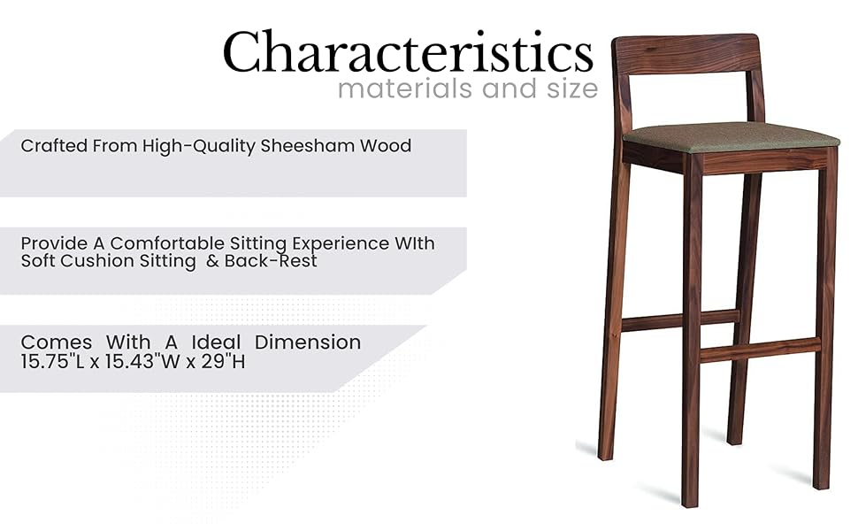 ODEJIA Simple Wooden Bar Chair Out Door Bar Chair Kitchen Counter Bar Stool