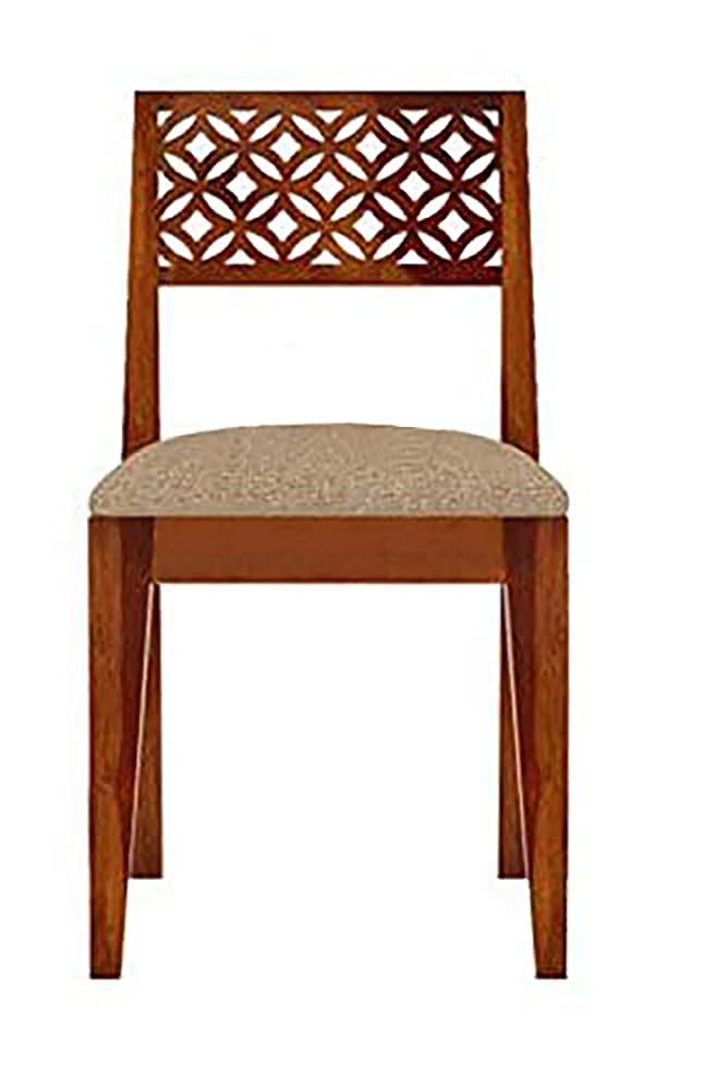 Odejia Solid Sheesham Wood 6-Seater Dining Table Set with Cushioned Chairs – Honey Finish