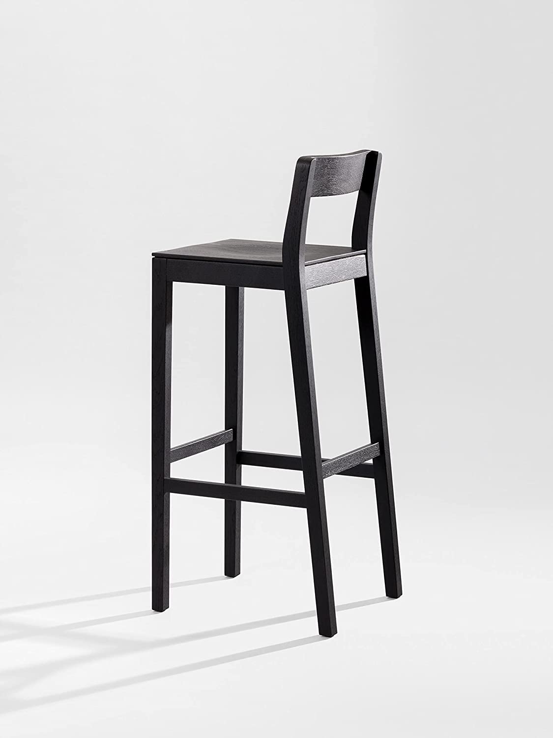 ODEJIA Simple Wooden Bar Chair - Outdoor Kitchen Counter Stool, Dark Natural Finish