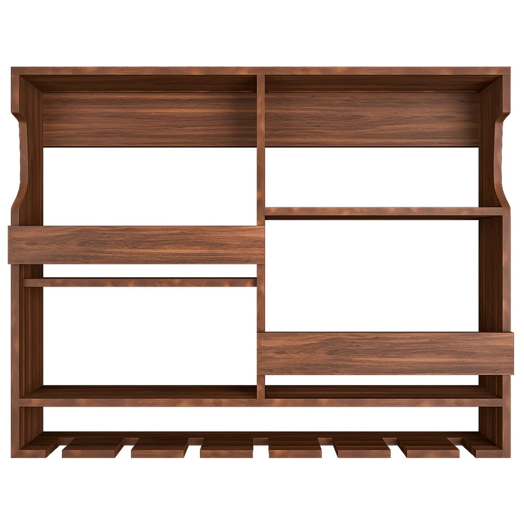 ODEJIA Wall-Mounted Wine Rack & Glass Holder – 30x24 Inch Rosewood Bar Cabinet