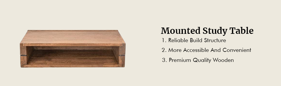 ODEJIA Solid Sheesham Wood Mounted Study Table/Home Office/Laptop Table/Wall Mounted Space Saving Desk/Office Table Stand
