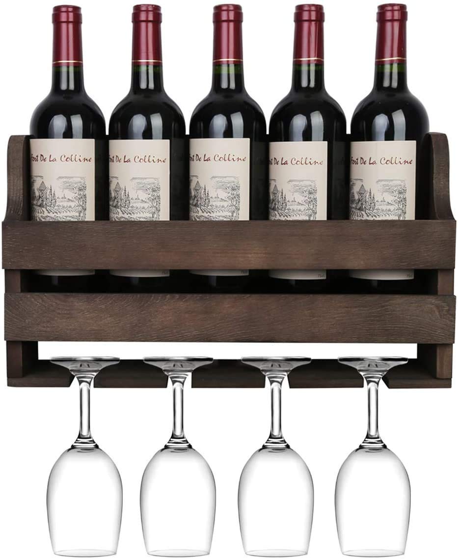ODEJIA Sheesham Wood Bar Cabinet - Holds 4-5 Bottles & 4 Wine Glasses