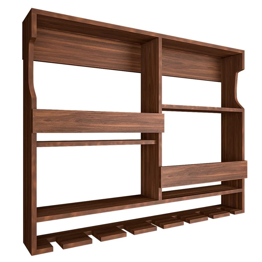 ODEJIA Wall-Mounted Wine Rack & Glass Holder – 30x24 Inch Rosewood Bar Cabinet