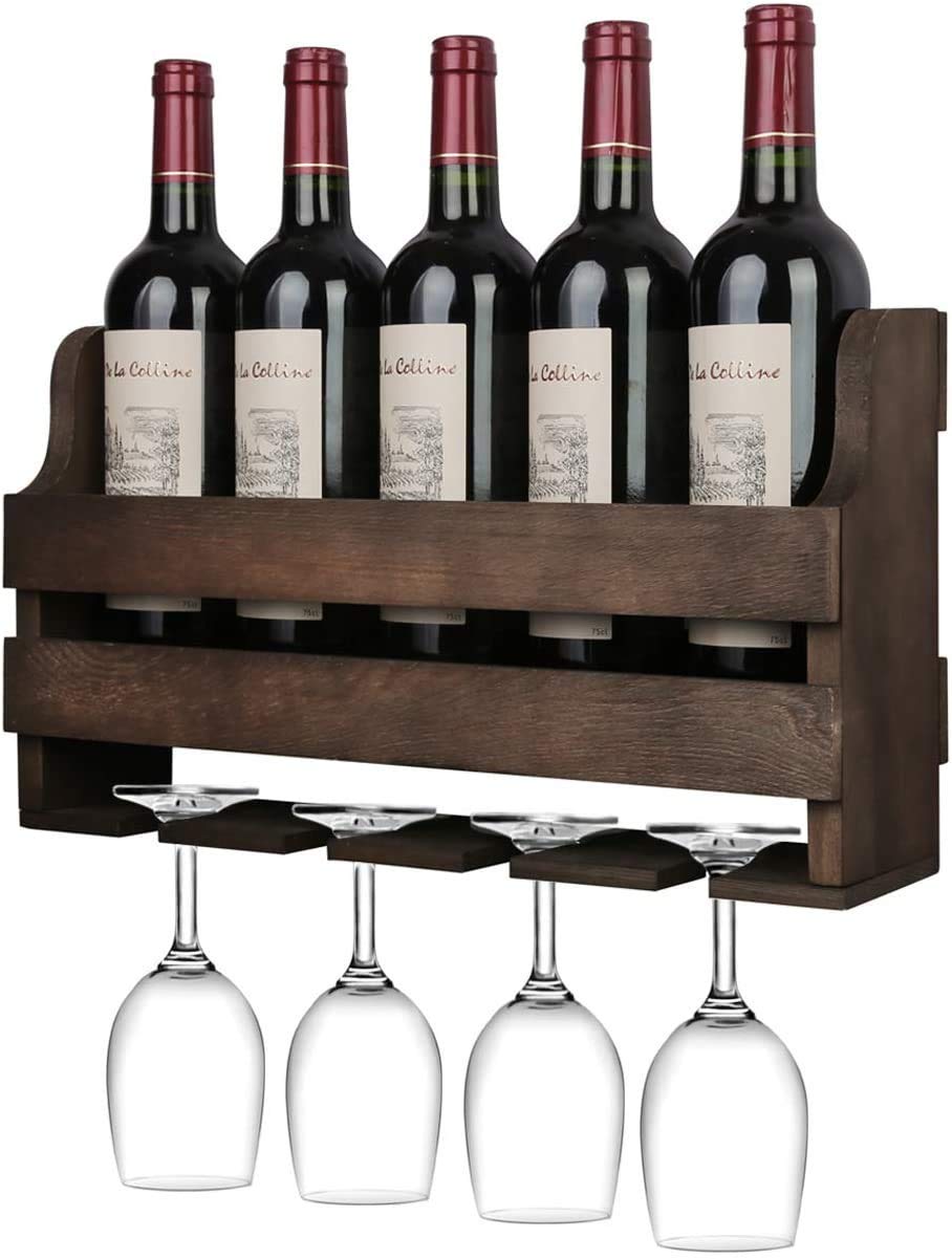 ODEJIA Sheesham Wood Bar Cabinet - Holds 4-5 Bottles & 4 Wine Glasses