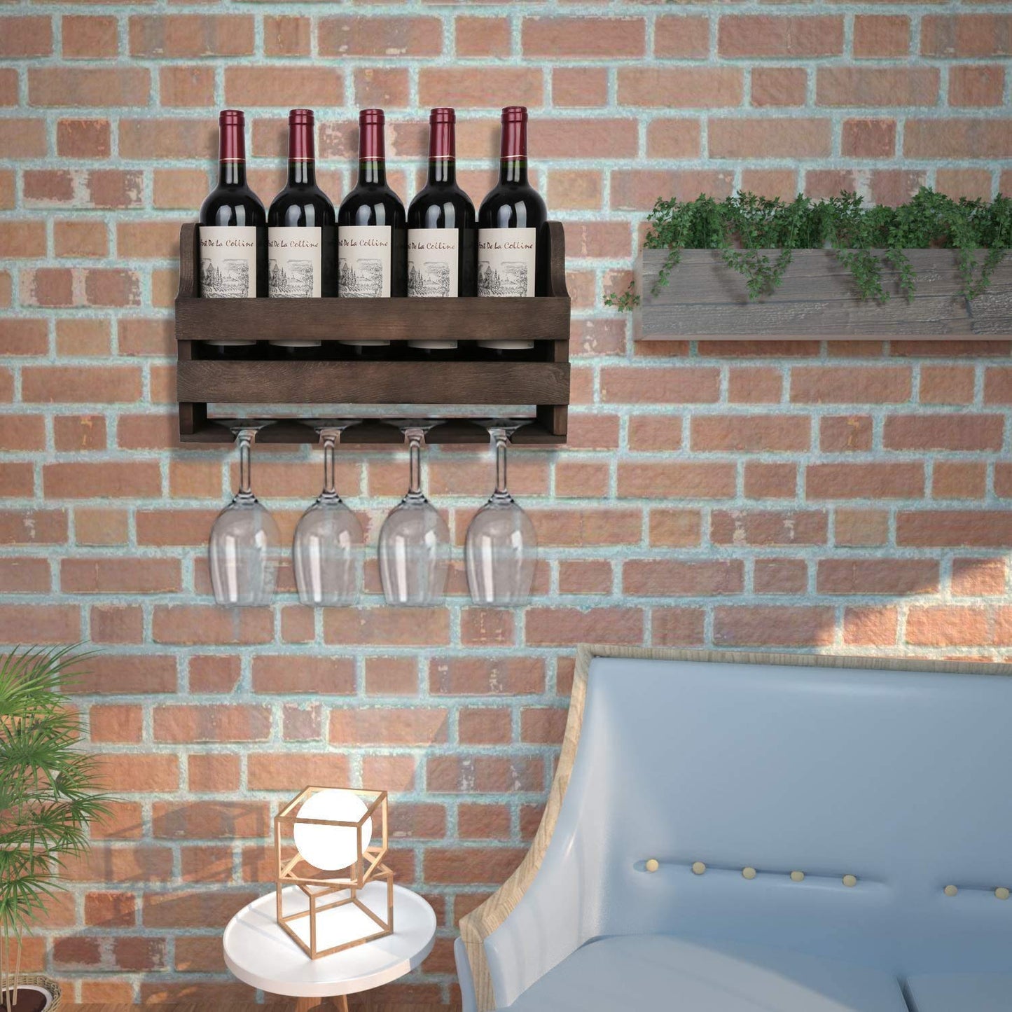 ODEJIA Sheesham Wood Bar Cabinet - Holds 4-5 Bottles & 4 Wine Glasses