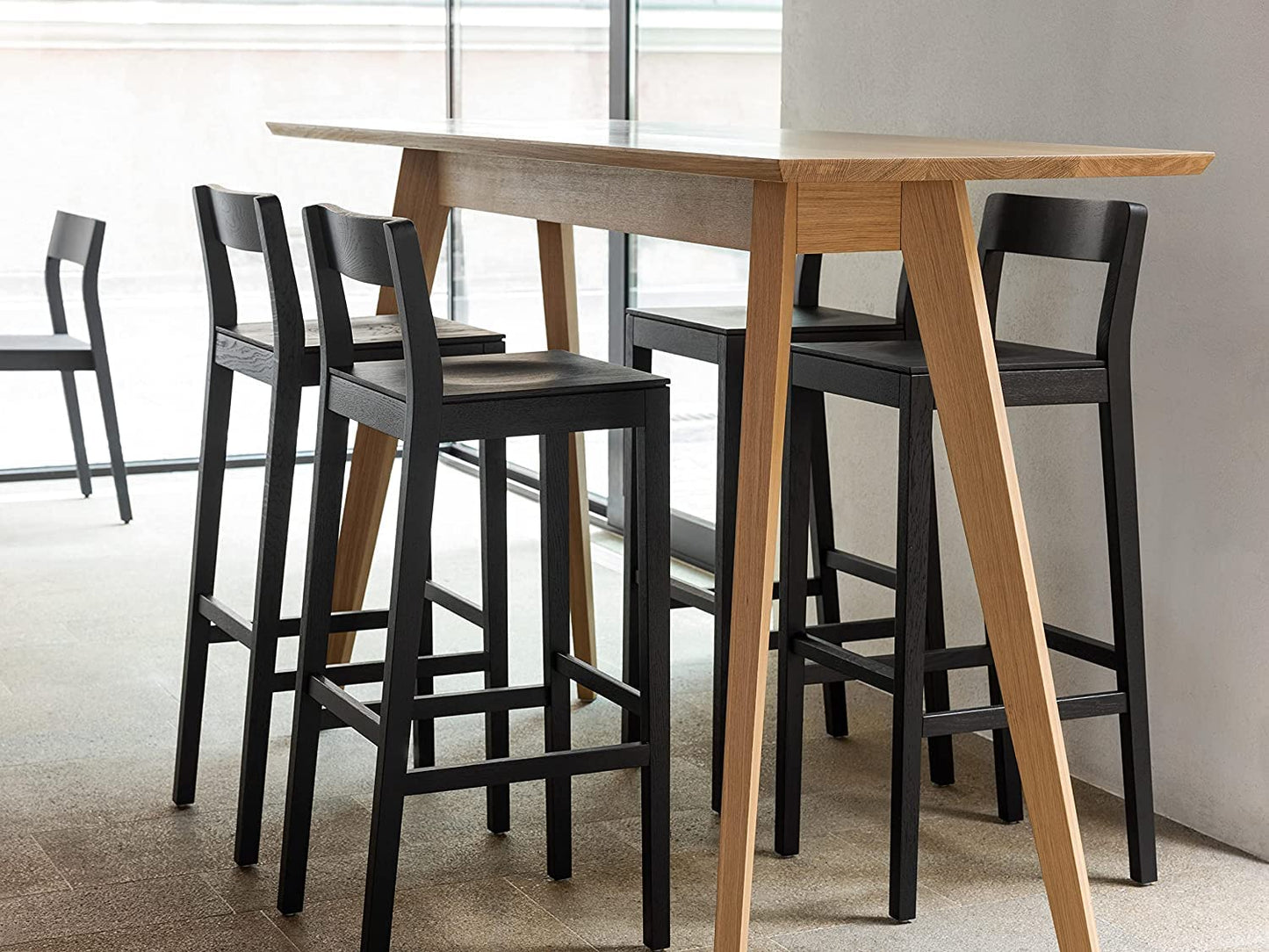 ODEJIA Simple Wooden Bar Chair - Outdoor Kitchen Counter Stool, Dark Natural Finish
