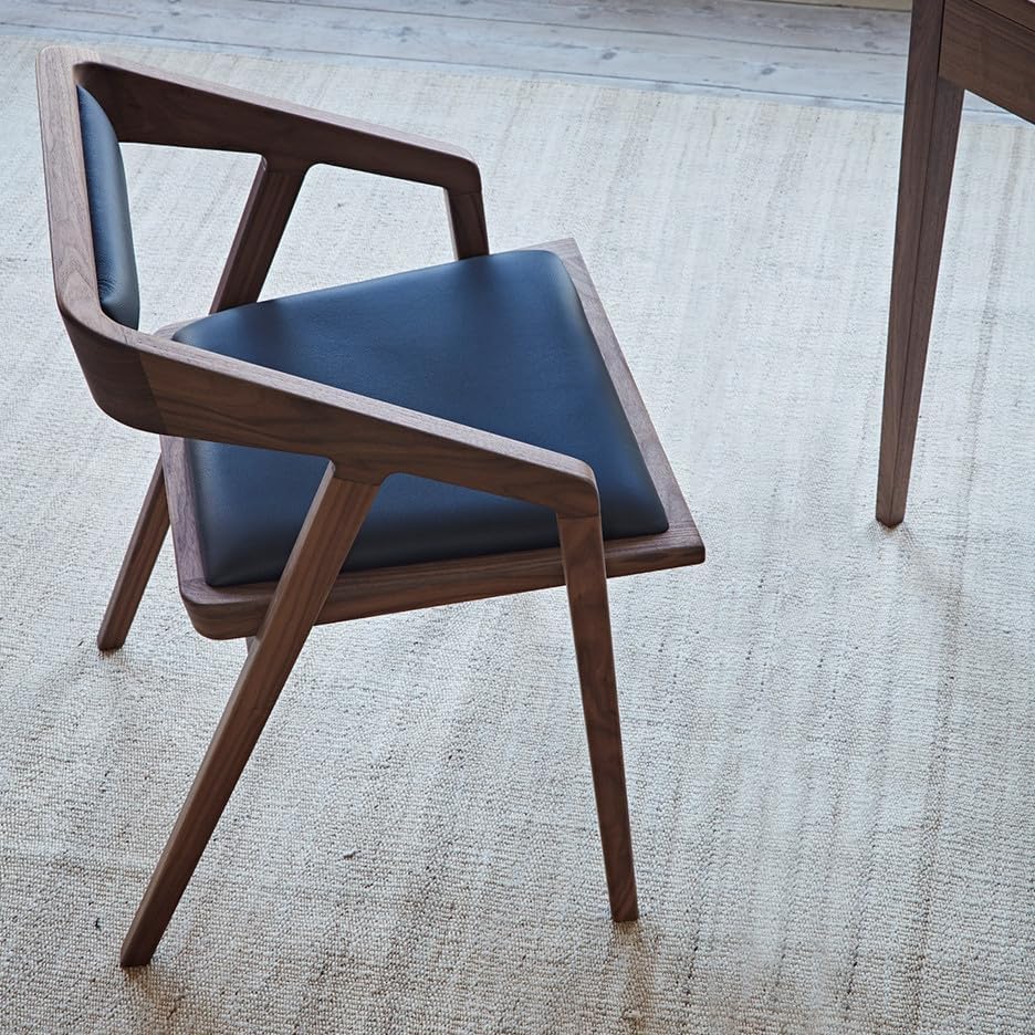 Odejia Solid Sheesham Arm Chair Modern Furniture Off Games Wooden High Chair Pu Leather Chair Cushion for Kitchen | Living Room | Office | Cafe (Walnut)