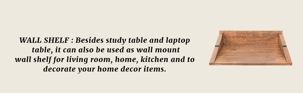 ODEJIA Solid Sheesham Wood Mounted Study Table/Home Office/Laptop Table/Wall Mounted Space Saving Desk/Office Table Stand