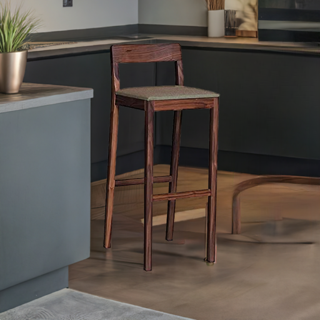 ODEJIA Simple Wooden Bar Chair Out Door Bar Chair Kitchen Counter Bar Stool