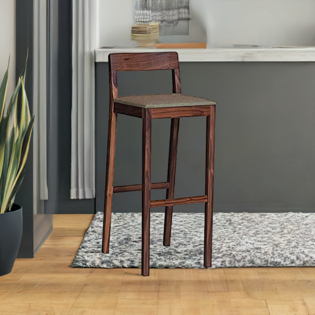 ODEJIA Simple Wooden Bar Chair Out Door Bar Chair Kitchen Counter Bar Stool