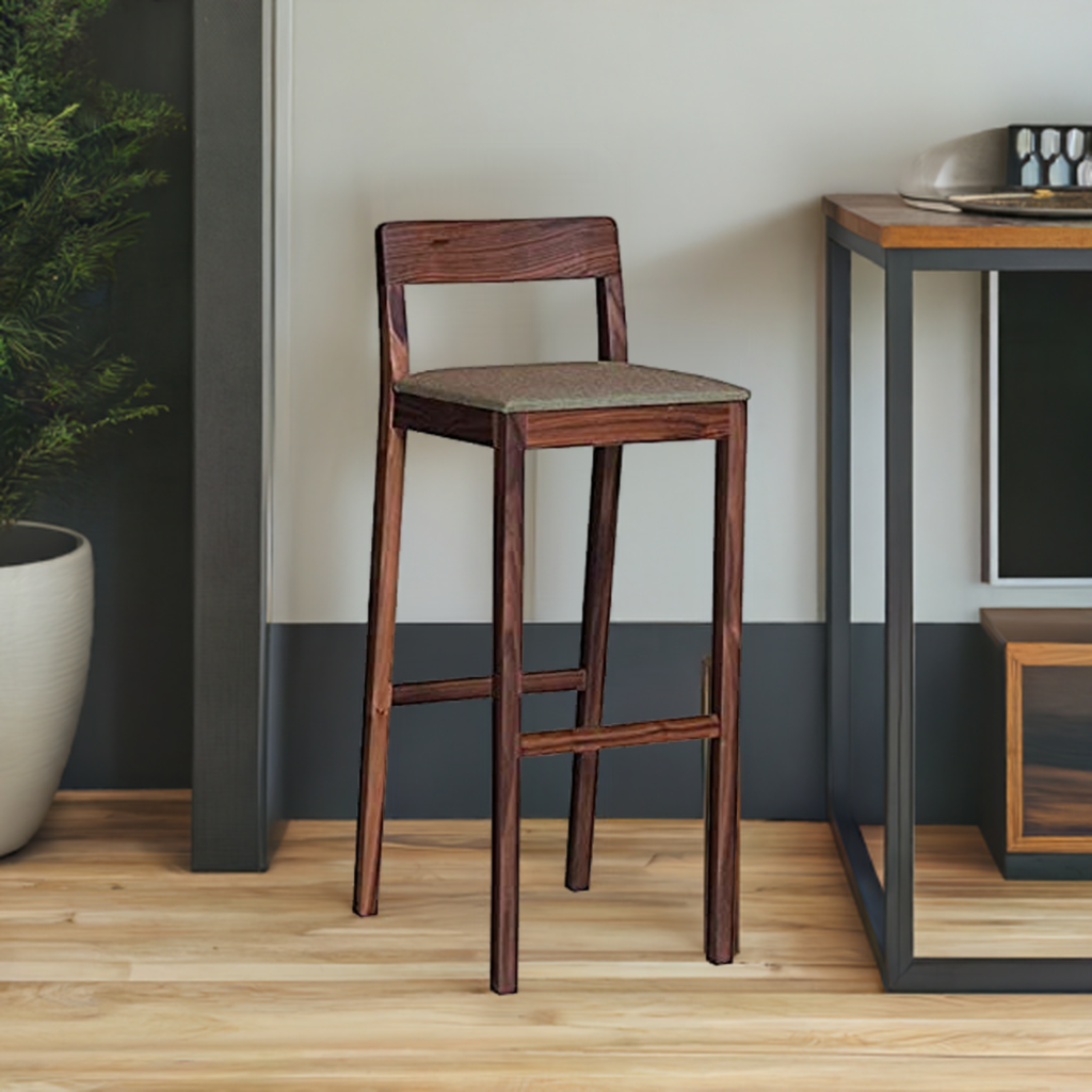 ODEJIA Simple Wooden Bar Chair Out Door Bar Chair Kitchen Counter Bar Stool
