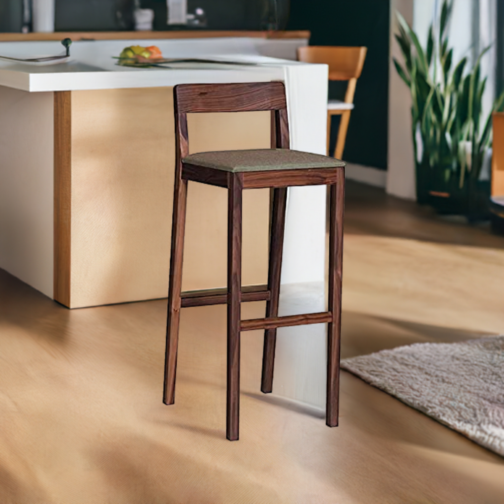 ODEJIA Simple Wooden Bar Chair Out Door Bar Chair Kitchen Counter Bar Stool
