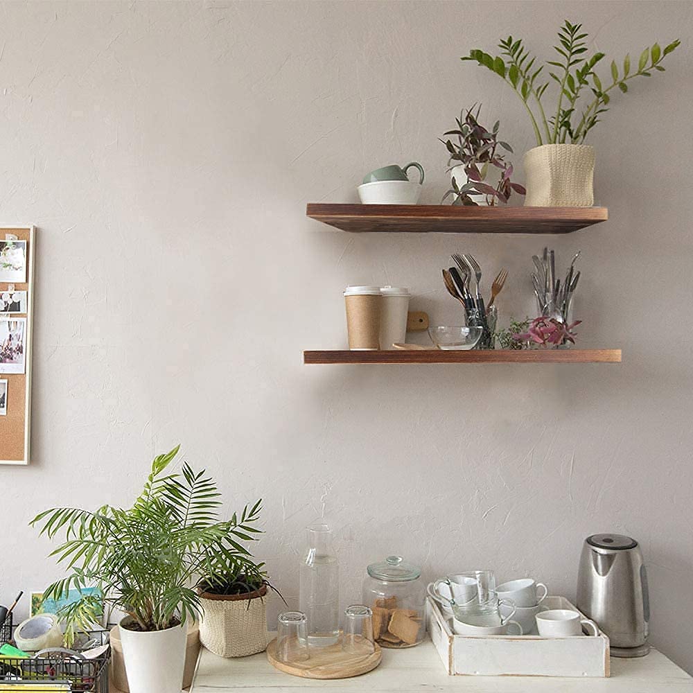 ODEJIA 17" Rustic Rosewood Floating Shelves – Invisible Wall - Mounted Set for Storage & Display - ODEJIA Wall Shelves