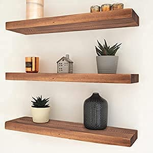 ODEJIA 17" Rustic Rosewood Floating Shelves – Invisible Wall - Mounted Set for Storage & Display - ODEJIA Wall Shelves
