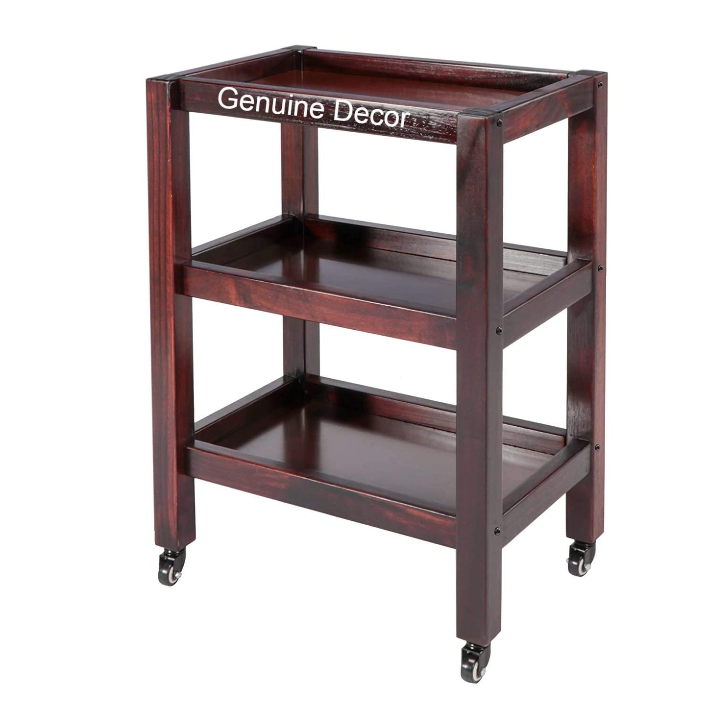 ODEJIA 3 - Tier Sheesham Wood Bar Trolley - Midcentury Modern Mahogany - ODEJIA Bar Trolley