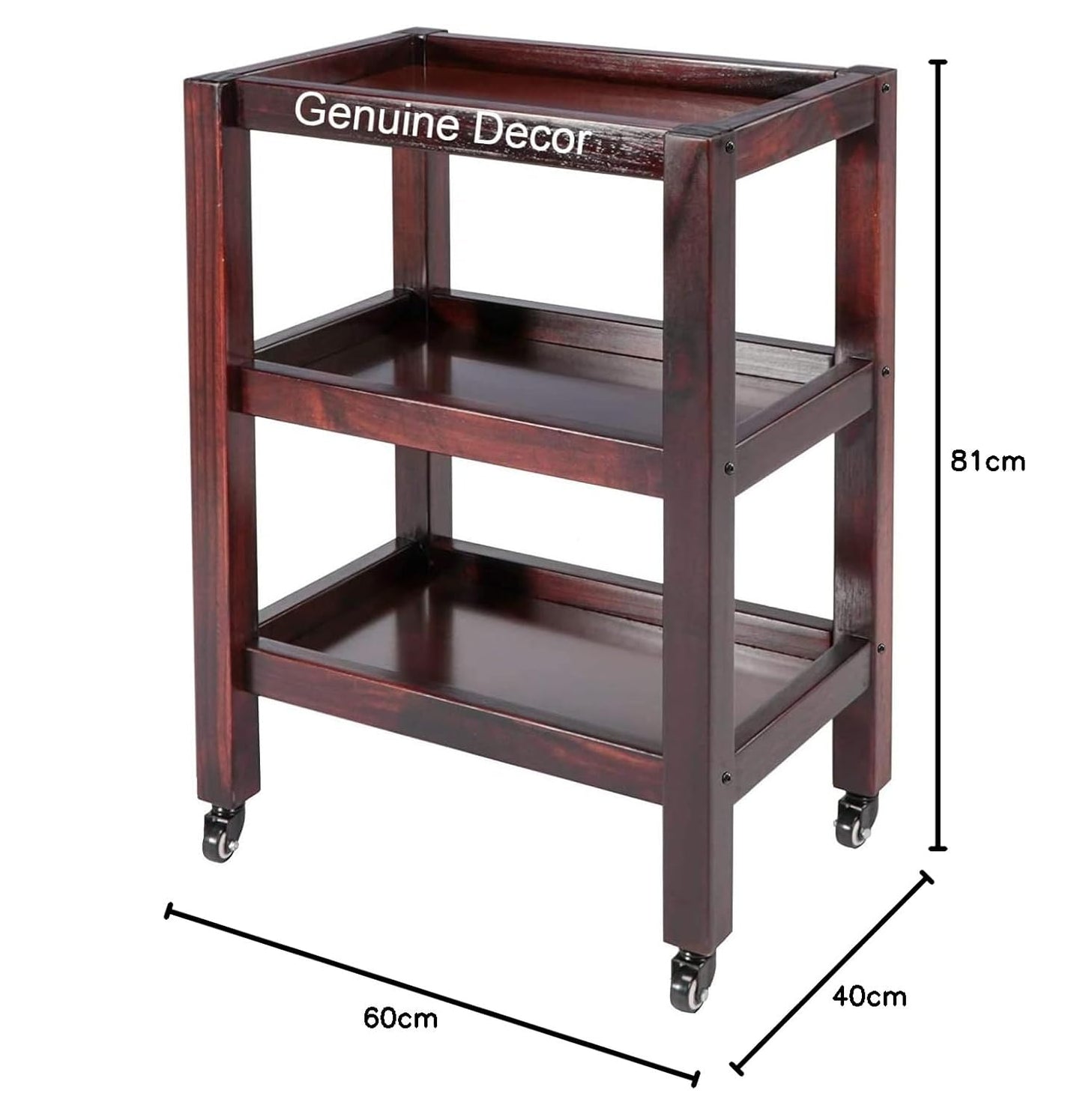ODEJIA 3 - Tier Sheesham Wood Bar Trolley - Midcentury Modern Mahogany - ODEJIA Bar Trolley