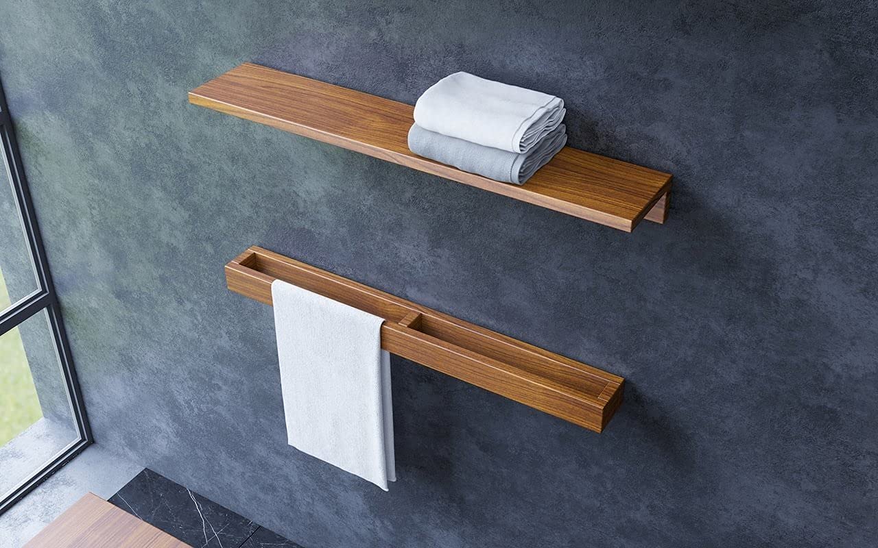 ODEJIA 32'' Wall - Mounted Sheesham Wood Towel Rack & Shelf Set - 1 Towel Holder & 1 Shelf - ODEJIA Towel Holder