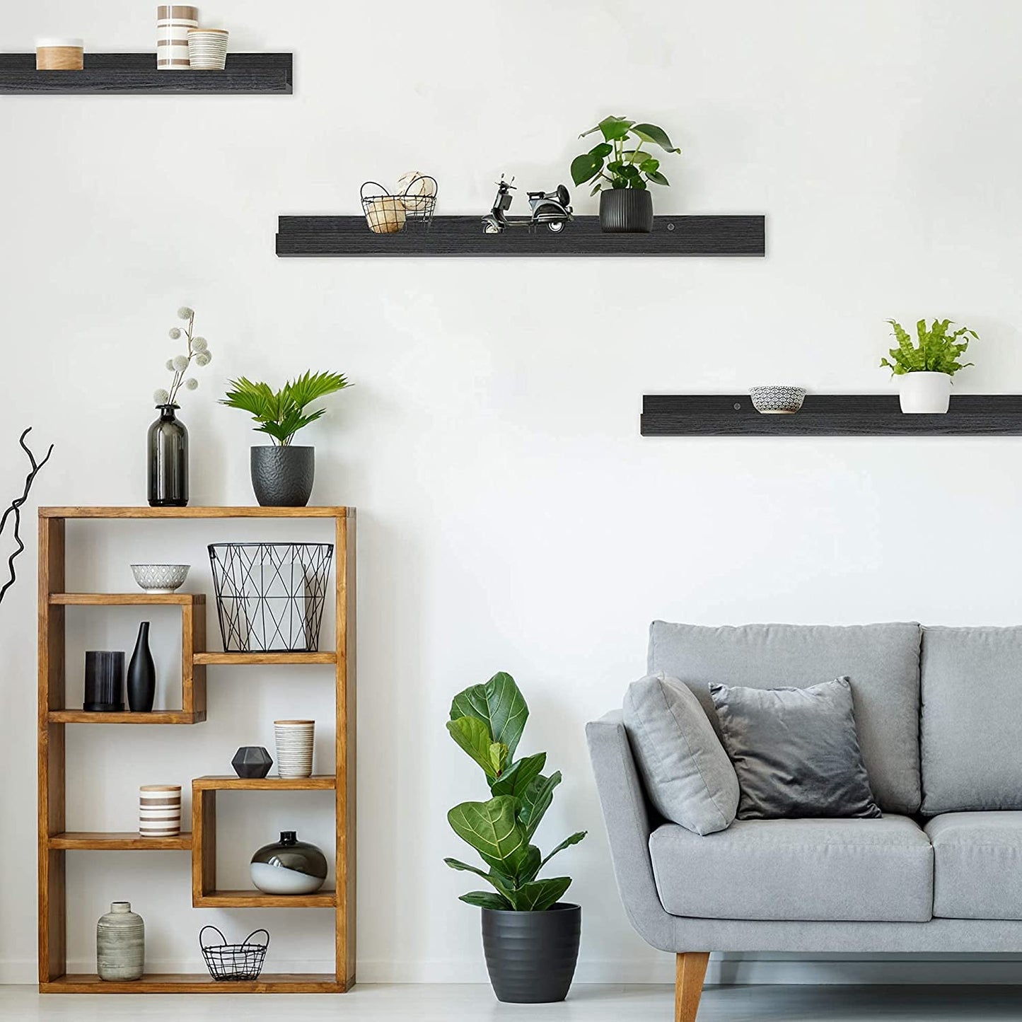 ODEJIA 36'' Floating Wall Shelves - Set of 3 Rustic Picture Ledge Shelves For Bedroom, Living Room, Office - ODEJIA Wall Shelves