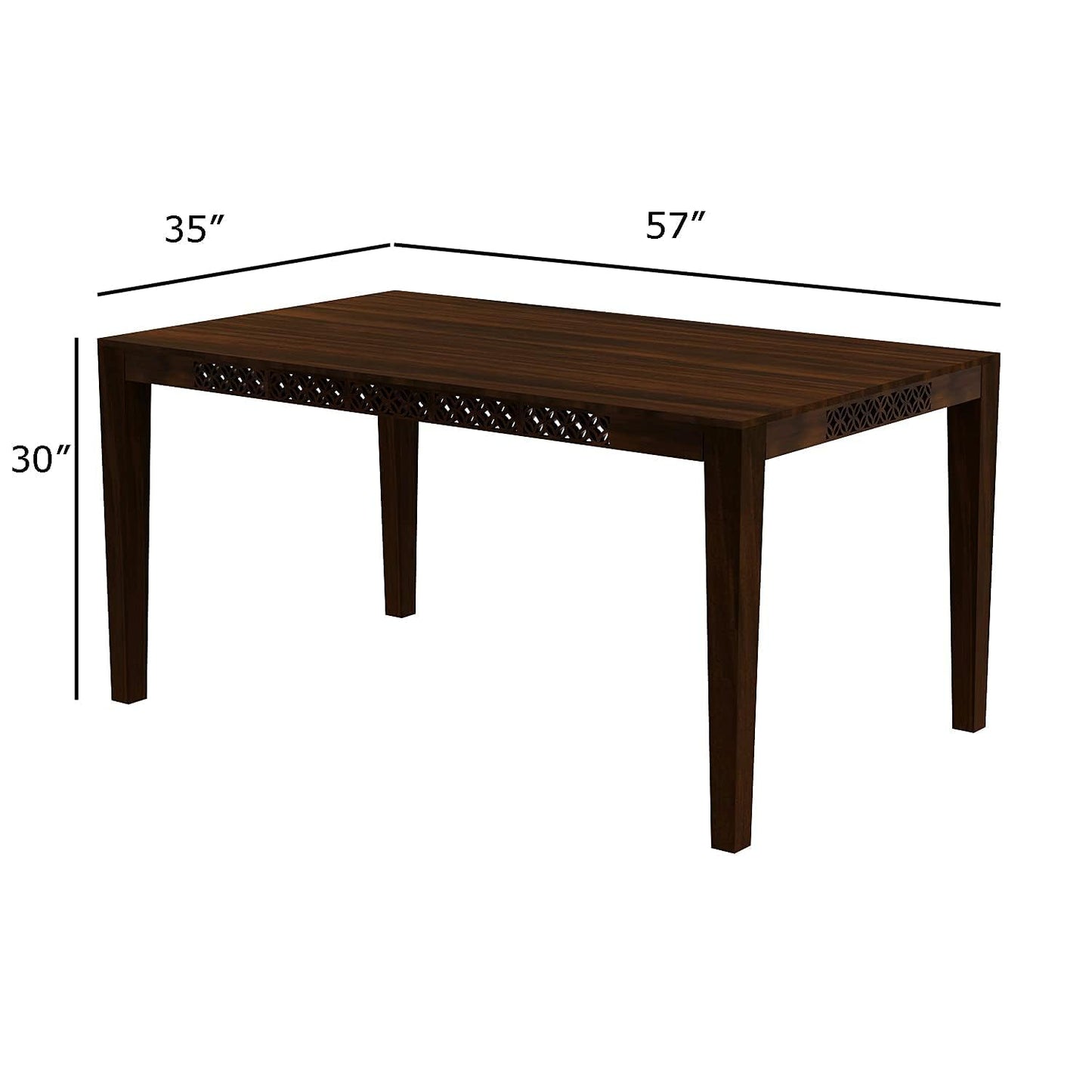 Odejia 6 - Seater Solid Sheesham Wood Dining Table Set with Cushioned Chairs – Walnut Finish for Home Dining Room - ODEJIA Dining table