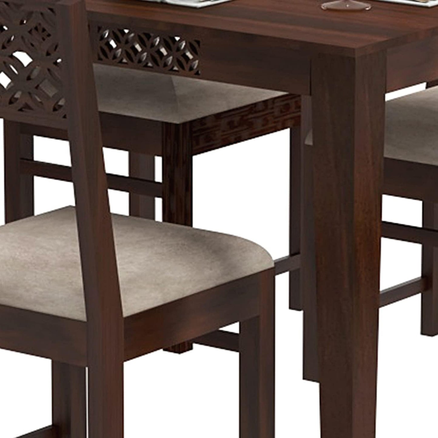 Odejia 6 - Seater Solid Sheesham Wood Dining Table Set with Cushioned Chairs – Walnut Finish for Home Dining Room - ODEJIA Dining table