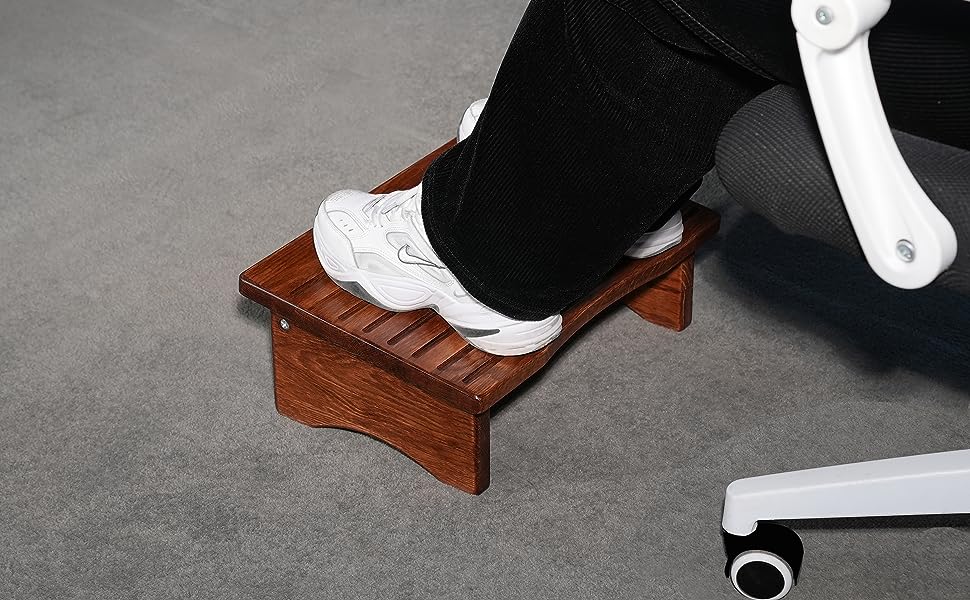 ODEJIA Ergonomic Wood Footrest - Non - Slip Slanted Top for Office/Desk - ODEJIA Footstool