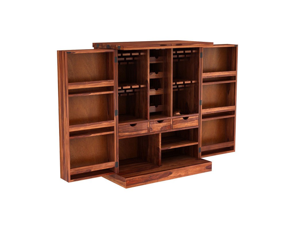 Odejia Furniture Elegant Sheesham Wood Bar Cabinet: Stylish Storage for Your Spirits - ODEJIABar Cabinet