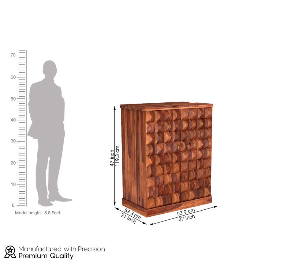 Odejia Furniture Elegant Sheesham Wood Bar Cabinet: Stylish Storage for Your Spirits - ODEJIABar Cabinet