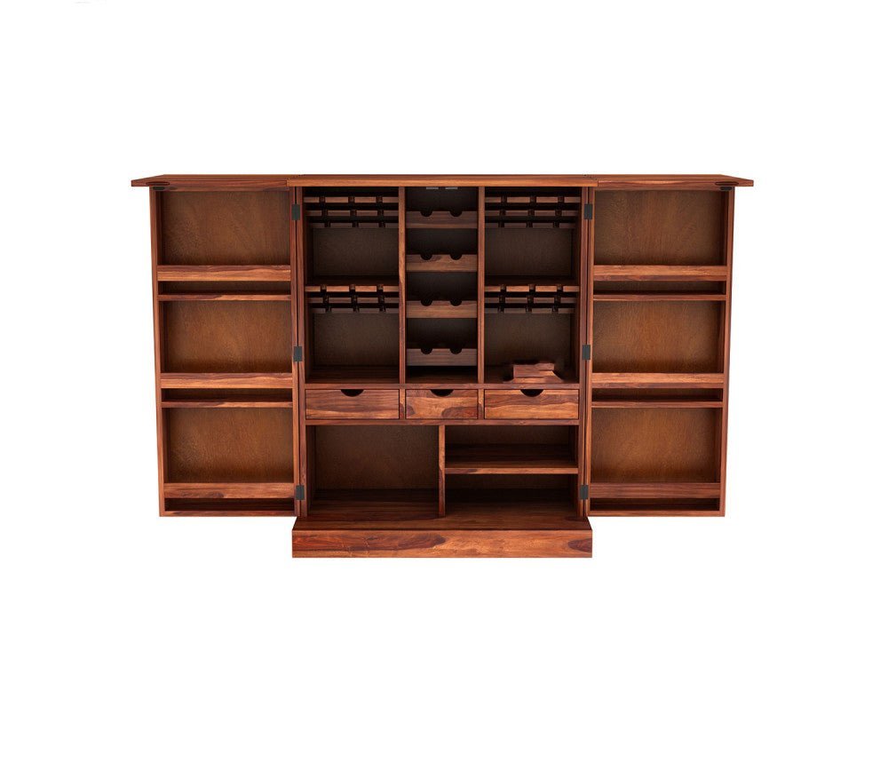 Odejia Furniture Elegant Sheesham Wood Bar Cabinet: Stylish Storage for Your Spirits - ODEJIABar Cabinet