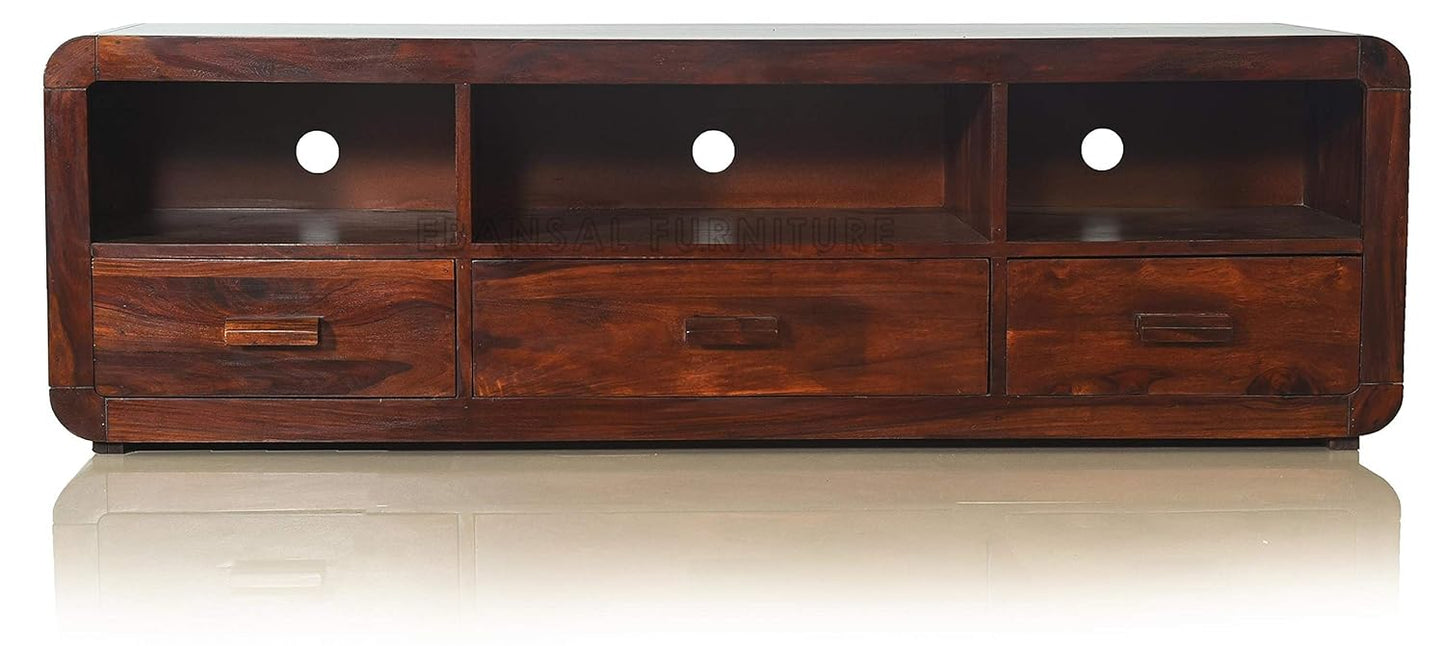 ODEJIA Furniture sheesham Wood Standard tv Entertainment Unit Stand Cabinet with Storage for Home (Teak Finish) - ODEJIA Tv Unit