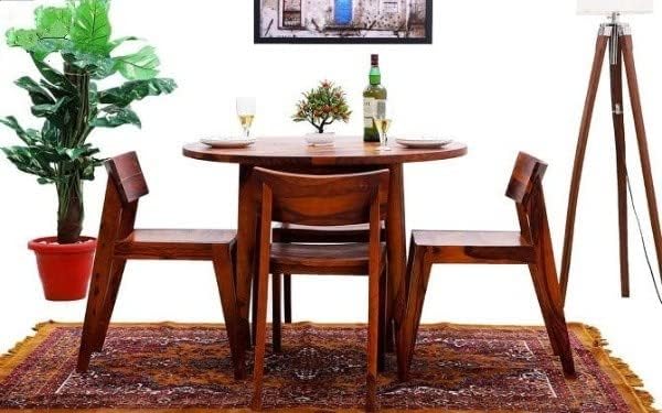 Odejia Furniture Solid Sheesham Wood Dining Table – Honey Finish, Ideal for Home Living Room, Hall, and Dining Room - ODEJIA Dining table