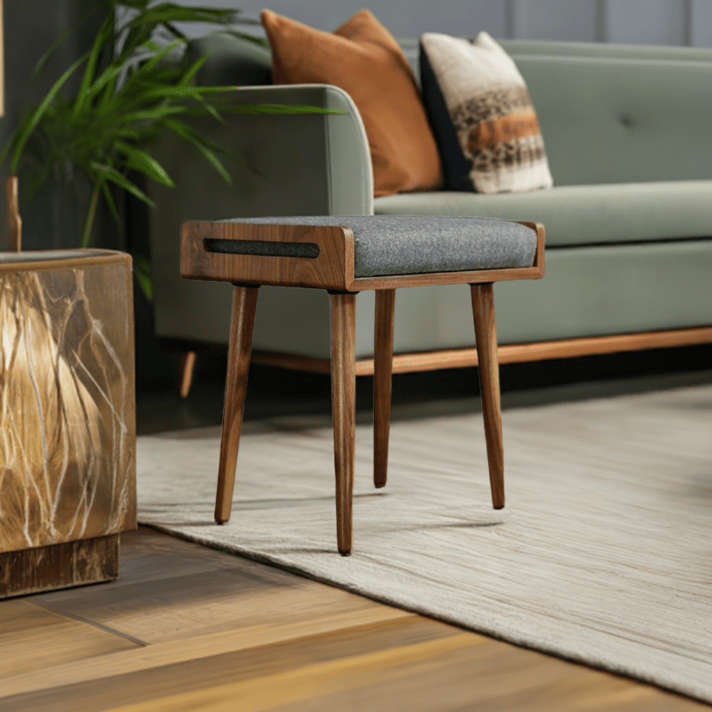 ODEJIA Furniture Solid Sheesham Wood Stool with Cushion For Home | Bedroom | Living Room - ODEJIASitting Bench