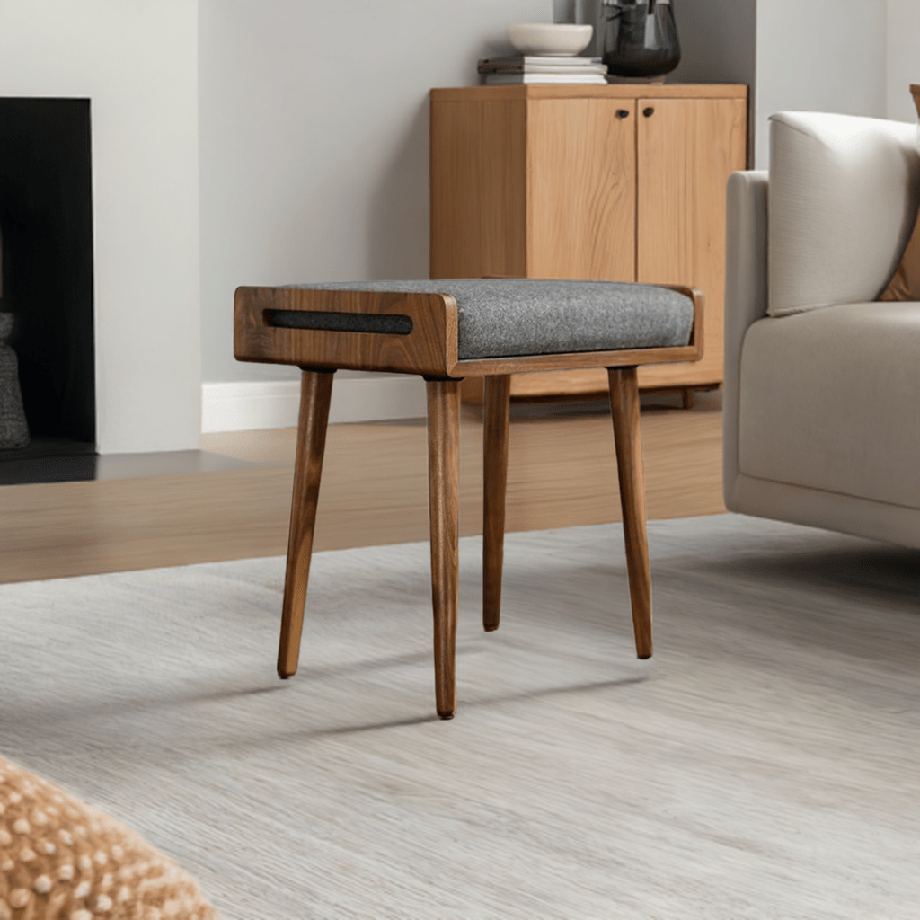 ODEJIA Furniture Solid Sheesham Wood Stool with Cushion For Home | Bedroom | Living Room - ODEJIASitting Bench