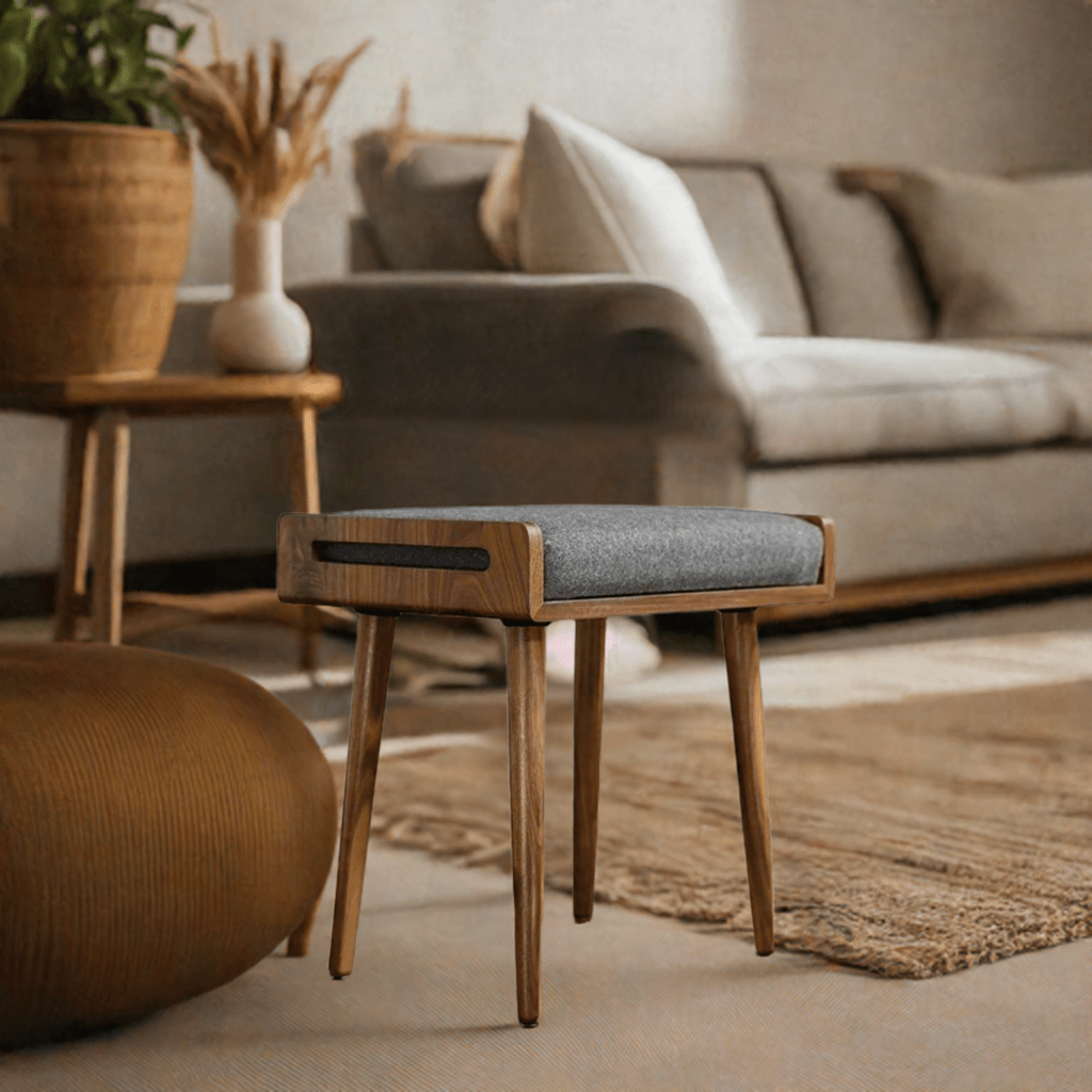 ODEJIA Furniture Solid Sheesham Wood Stool with Cushion For Home | Bedroom | Living Room - ODEJIASitting Bench