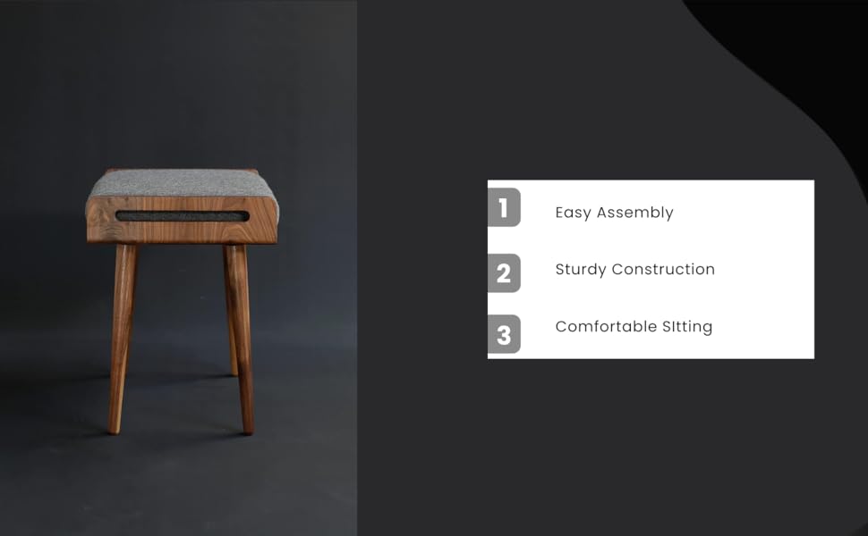 ODEJIA Furniture Solid Sheesham Wood Stool with Cushion For Home | Bedroom | Living Room - ODEJIA Sitting Bench