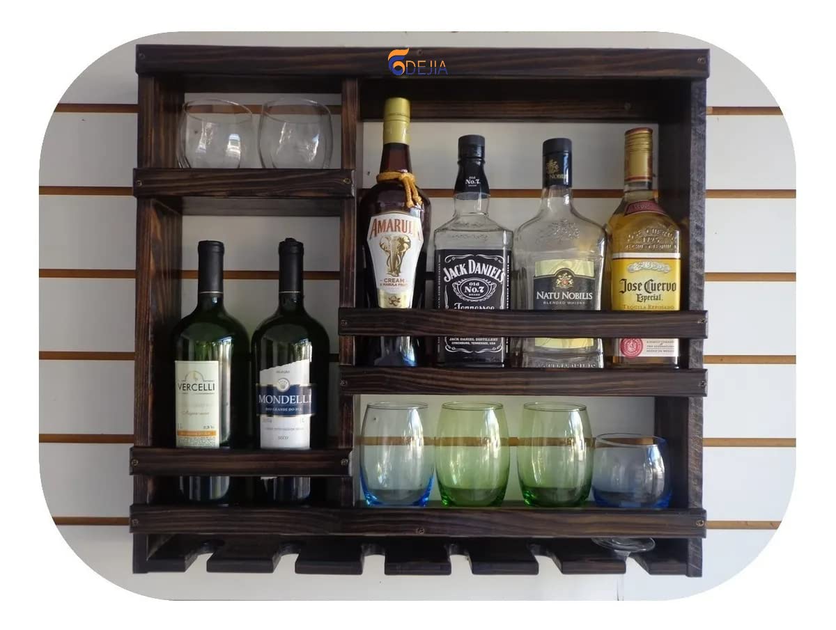 ODEJIA Jorden Wooden Wall-Mounted Bar Cabinet Sheesham Wood Wine