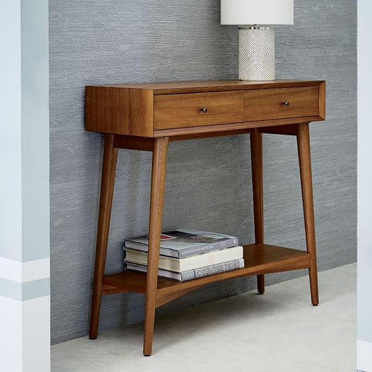 ODEJIA Modern Console Table – 2 Drawers, Sleek Angled Legs, 34"x12"x32" Natural - ODEJIA Console Table