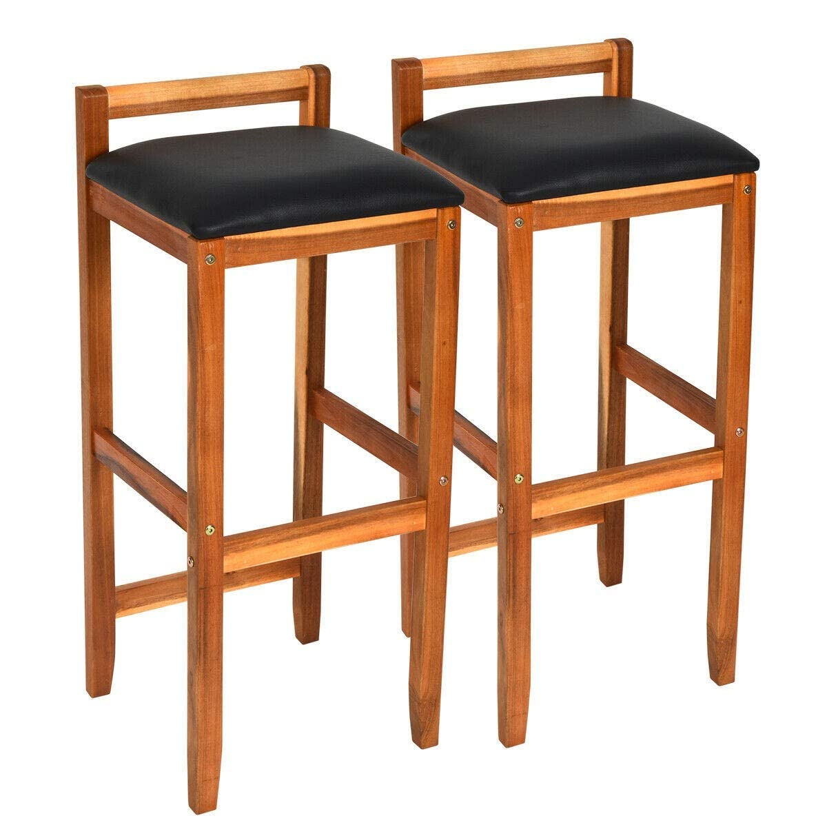 ODEJIA Set of 2 Acacia Solid Wood Counter Height Bar Stool Chair - ODEJIA Bar Stool