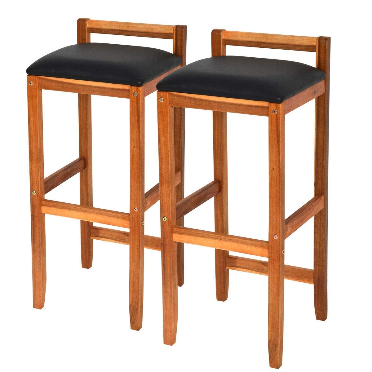ODEJIA Set of 2 Acacia Solid Wood Counter Height Bar Stool Chair - ODEJIA Bar Stool