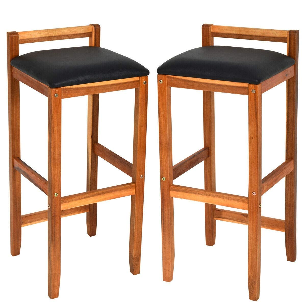 ODEJIA Set of 2 Acacia Solid Wood Counter Height Bar Stool Chair - ODEJIA Bar Stool