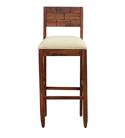 ODEJIA Solid Wood Bar Stool in Honey Oak Finish | Wooden Bar Chair | Break Fast Stool Chair for Kitchen | Bar Counter Chair