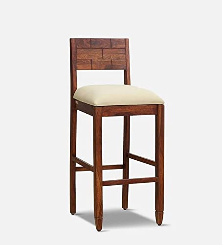 ODEJIA Solid Wood Bar Stool in Honey Oak Finish | Wooden Bar Chair | Break Fast Stool Chair for Kitchen | Bar Counter Chair