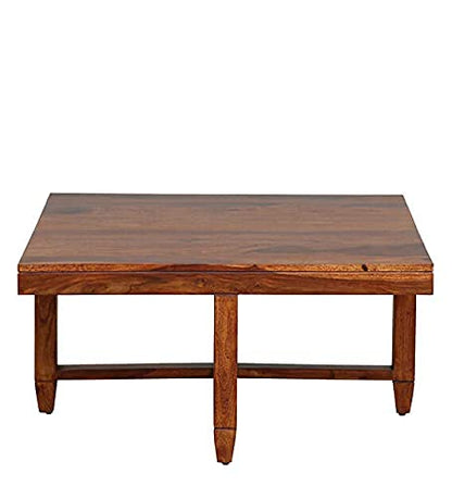 ODEJIA Solid Wood Coffee Table with 4 Stools - Honey Finish