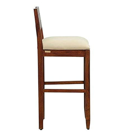 ODEJIA Solid Wood Bar Stool in Honey Oak Finish | Wooden Bar Chair | Break Fast Stool Chair for Kitchen | Bar Counter Chair