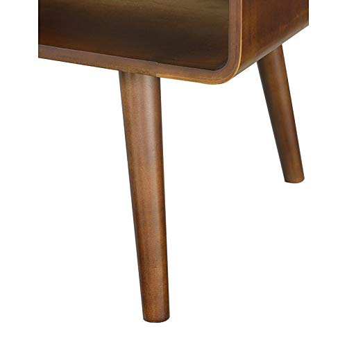 ODEJIA Sheesham Wood Bedside End Table Open Shelf For Bedroom (Brown)