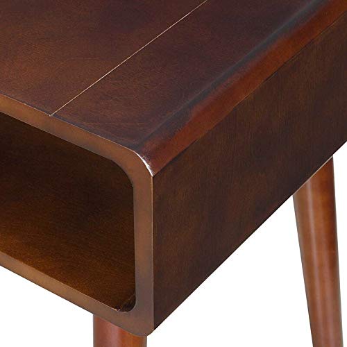 ODEJIA Sheesham Wood Bedside End Table Open Shelf For Bedroom (Brown)