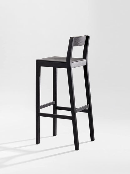 ODEJIA Simple Wooden Bar Chair - Outdoor Kitchen Counter Stool, Dark Natural Finish