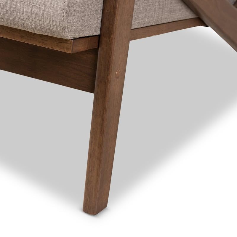 ODEJIA Sheesham Wood Lounge Chair & Ottoman Set – Walnut Finish with Brown Cushion