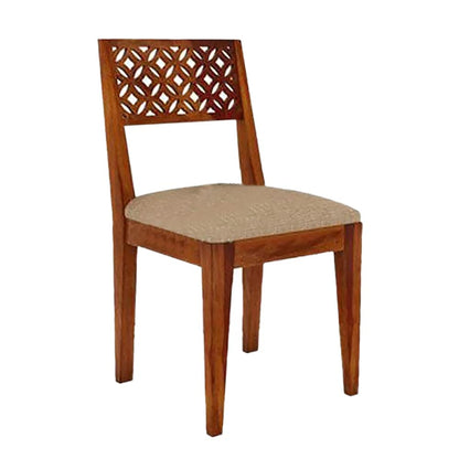 Odejia Solid Sheesham Wood 6-Seater Dining Table Set with Cushioned Chairs – Honey Finish